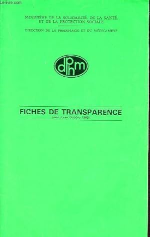 Seller image for Fiches de transparence (mise  jour octobre 1989) - Ministre de la solidarit,de la sant, et de la protection socaile - Direction de la pharmacie et du mdicament. for sale by Le-Livre