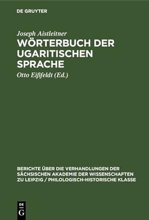 Seller image for W ¶rterbuch der ugaritischen Sprache (German Edition) by Aistleitner, Joseph [Hardcover ] for sale by booksXpress