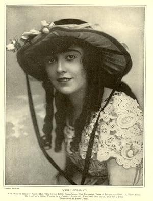 MABEL NORMAND,RARE VINTAGE 1916, SILENT FILM STARS PORTRAIT FROM A PHOTOGRAPH