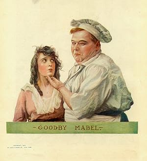 SILENT FILM STARS FATTY ARBUCKLE AND MABEL NORMAN RARE VINTAGE 1916 WATERCOLOUR CARIACATURE ILLUS...