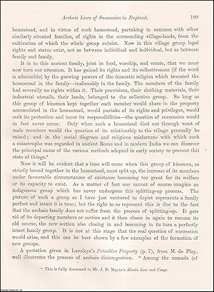 Seller image for On Archaic conceptions of property in relation to the Laws of Succession. An uncommon original article from the journal Archaeologia, 1887. for sale by Cosmo Books