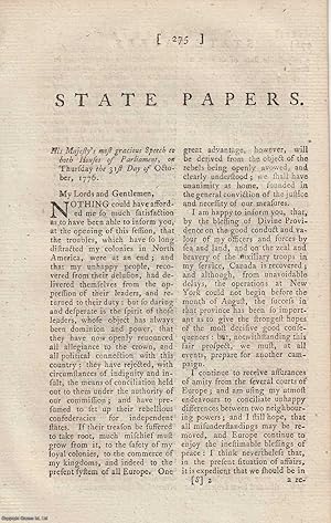 State Papers, 1777. Regarding North America and its relationship with England. An original articl...