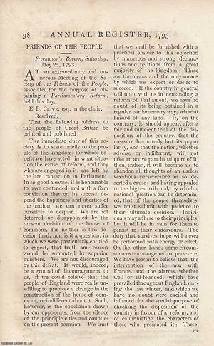 Friends of The People. Meeting at Freemason's Tavern, May 25, 1793. An original article from The ...
