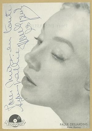 Immagine del venditore per Paule Desjardins (1922-1962) - Rare photo ddicace venduto da PhP Autographs