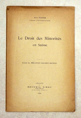 Le Droit des Minorités en Suisse.