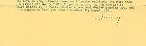 Bild des Verkufers fr J.D. Salinger Writes An intensely personal letter on Love zum Verkauf von Max Rambod Inc