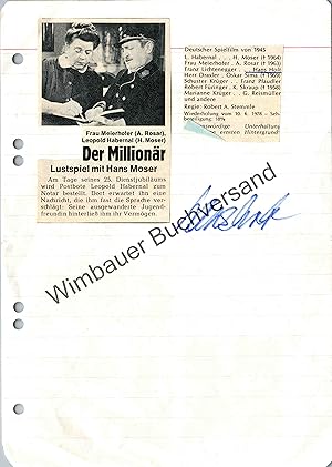 Bild des Verkufers fr Original Autogramm Hans Holt (1909-2001) /// Autogramm Autograph signiert signed signee zum Verkauf von Antiquariat im Kaiserviertel | Wimbauer Buchversand