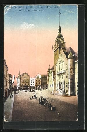 Bild des Verkufers fr Ansichtskarte Mhr. Schnberg, Kaiser-Franz-Josef-Platz mit neuem Rathaus zum Verkauf von Bartko-Reher