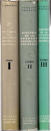 Bild des Verkufers fr Historia de la Segunda Repblica Espaola. Tomos I, II y III . zum Verkauf von Librera Astarloa