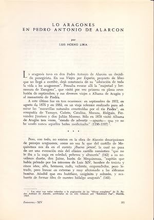 Seller image for LO ARAGONES EN PEDRO ANTONIO DE ALARCON (EXTRAIDO ORIGINAL DEL AO 1961, ESTUDIO COMPLETO TEXTO INTEGRO) for sale by Libreria 7 Soles