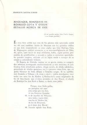 Immagine del venditore per MAGUAQUE, REMOQUETE DE RODRIGO COTA Y OTROS DETALLES ACERCA DE ESTE - (EXTRAIDO ORIGINAL DEL AO 1970, ESTUDIO COMPLETO TEXTO INTEGRO venduto da Libreria 7 Soles