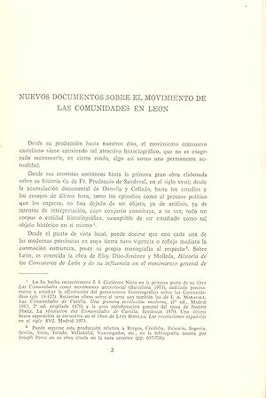 Seller image for NUEVOS DOCUMENTOS SOBRE EL MOVIMIENTO DE LAS COMUNIDADES EN LEON (EXTRAIDO ORIGINAL DEL AO 1975, ESTUDIO COMPLETO TEXTO INTEGRO for sale by Libreria 7 Soles
