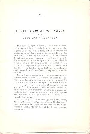 Seller image for EL SUELO COMO SISTEMA DISPERSO (EXTRAIDO ORIGINAL DEL AO 1932, ESTUDIO COMPLETO TEXTO INTEGRO) for sale by Libreria 7 Soles
