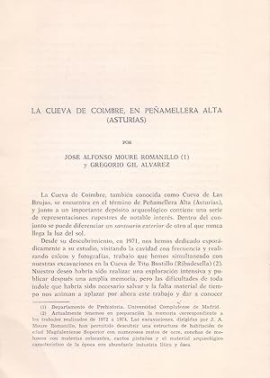 Seller image for LA CUEVA DE COIMBRE, EN PEAMELLERA ALTA, ASTURIAS (EXTRAIDO ORIGINAL DEL AO 1974, ESTUDIO COMPLETO TEXTO INTEGRO) for sale by Libreria 7 Soles