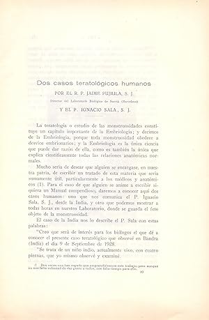 Imagen del vendedor de DOS CASOS TERATOLOGICOS HUMANOS (EXTRAIDO ORIGINAL DEL AO 1928, ESTUDIO COMPLETO TEXTO INTEGRO) a la venta por Libreria 7 Soles