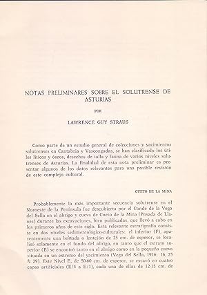 Imagen del vendedor de NOTAS PRELIMINARES SOBRE EL SOLUTRENSE DE ASTURIAS (EXTRAIDO ORIGINAL DEL AO 1974, ESTUDIO COMPLETO TEXTO INTEGRO) a la venta por Libreria 7 Soles