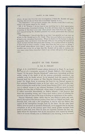 Immagine del venditore per Halvy in the Yaman (The Geographical Journal Vol. 102, no. 3). [United Kingdom, The Royal Geographical Society], September 1943. 8vo. Contemporary blue cloth with gilt-stamped abbreviated title to front cover: "Philby - Yaman". venduto da Antiquariaat FORUM BV