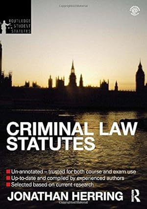 Bild des Verkufers fr Criminal Law Statutes 2012-2013 (Routledge Student Statutes) zum Verkauf von WeBuyBooks