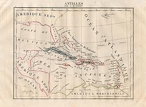 Bild des Verkufers fr Karte Antilles. Original, grenzkolorierte historische Landkarte von 1843;Kupferstich, gestochen von Pierre Tardieu zum Verkauf von Antiquariat Kastanienhof