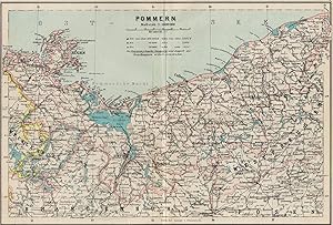 Karte Pommern, Maßstab 1 : 1 600 000. Historische kolorierte Landkarte von 1905