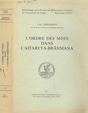 Bild des Verkufers fr L'ordre des mots dans l'aitareya-brahmana zum Verkauf von Biblioteca di Babele