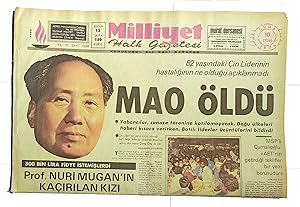 [MAO'S DEATH / HEADLINE] Milliyet Halk Gazetesi. Yil 27, No: 10365. 10 Eylül 1976, Cuma.