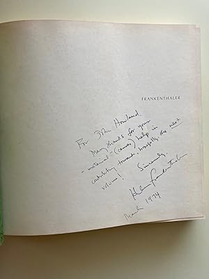 Bild des Verkufers fr Frankenthaler (Inscribed by Helen Frankenthaler, First Edition) zum Verkauf von M.S.  Books