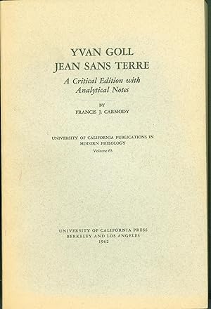 Yvan Goll Jean Sans Terre: A Critical Edition with Analytical Notes