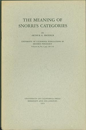 Image du vendeur pour The Meaning of Snorri's Categories mis en vente par Eureka Books