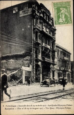 Immagine del venditore per Ansichtskarte / Postkarte Saloniki Thessaloniki Griechenland, Incendie en 1917, Les Quais, Olympos Palace venduto da akpool GmbH