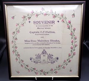 Paper Serviette Souvenir of the Marriage of Captain G. F. Hutton and Miss Rose Mairehau Rhodes of...