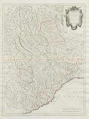 Carte qui contient la Principauté de Piémont, Le Monferrat, et le Comté de Nice, avec la Rivière ...