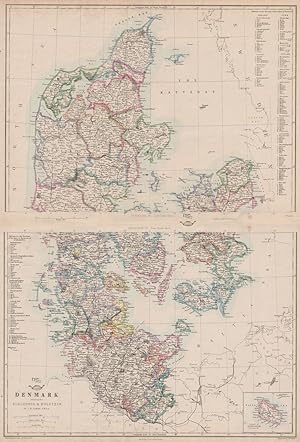 Denmark Including Schleswig & Holstein; Inset map of Island of Bornholm