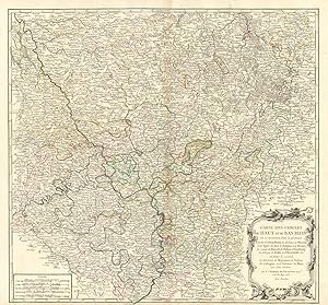 Bild des Verkufers fr Carte des Cercles du Haut et du Bas Rhin u se trouvent dans le premier, le Duch de Deux-Ponts, les Evchs de Worms, et de Spire, les Etats de Nassau et de Hesse, les Comts de Hanaw, de Solms, d'Isenburg, les Abbeyes de Fulde et d'Hirchfeld &c., et dans le second, les Electorats de Mayence, de Trves, de Cologne, et le Palatinat du Rhin, avec leurs enclaves. Par le Sr. Robert de Vaugondy Gog? ord. du Roy Avec Privilege zum Verkauf von Antiqua Print Gallery