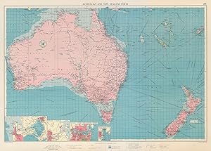 Australian and New Zealand Ports inset Port Adelaide; Port Phillip; Brisbane; Sydney & Port Jacks...