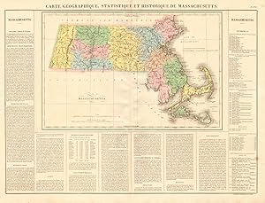 Carte géographique, statistique et historique de Massachusetts