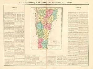 Carte géographique, statistique et historique du Vermont