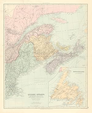 Quebec, Ontario, New Brunswick, Nova Scotia, Prince Edward Island & Newfoundland with the adjacen...