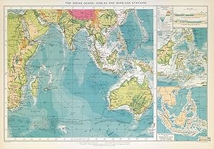 The Indian Ocean - cables and wireless stations [inset Korea & Japan; The Malay Archipelago showi...