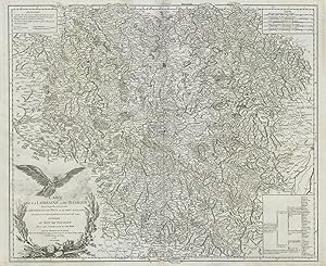 Bild des Verkufers fr Carte de la Lorraine et du Barrois dans laquelle se trouvent la Gnralite de Metz et autres enclaves; Dresse pour la lecture du Mmoire de M. Durival l'ain, et Ddie au Roy de Pologne, Duc de Lorraine et de Bar, Par le Sr. Robert de Vaugondy Geog? ord? du Roi, et de Sa Majest Polonse. Associ de l'Acad. Rle. des Sciences, et Belles-Lettres de Nancy. Avec Privilge zum Verkauf von Antiqua Print Gallery