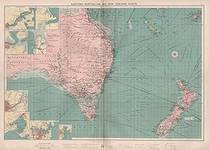 Eastern Australian and New Zealand Ports; Inset Otago Harbour; Auckland; Port Lyttelton; Port Ade...