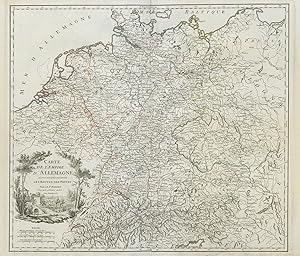 Carte de l'Empire d'Allemagne où sont marquées exactement les routes des postes. Par le Sr. Rober...