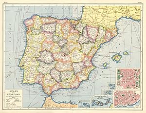 Spain and Portugal; Inset maps of Azores; Canary Islands; Madeira; Cape Verde Is.; Madrid; Lisbon