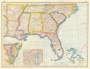 United States (South East); Inset map of Chesapeake Bay; New Orleans