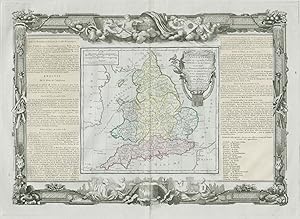 Imagen del vendedor de L'Angleterre divise en 5 grandes parties subdivises en 52 comtes; et partage en 2 Provinces Ecclsiastiques d'aprs les Auteurs Anglois et des connoissances prises sur les lieux: Par Mr. Brion, Ingnieur-Gographe du Roi.  Paris, chez le Sr. Desnos, Ingnieur Gograph pour les Globes et Sphres, ru St. Jacques, au Globe. Avec privilge du Roi 1766 a la venta por Antiqua Print Gallery