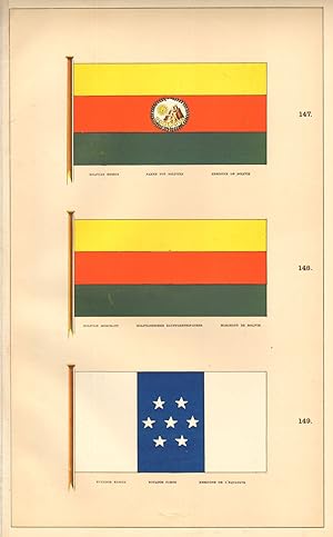147. Bolivian Ensign, Fahne Von Bolivien, Enseigne de Bolivie; 148. Bolivian Merchant, Bolivianis...