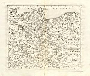 Seller image for Nuova Carta del Circolo di Sassonia Superiore Ov vero Sassonia, Misnia, Voigtland, Turingia, Anhalt, Lusazia, Brandenburg, e Pomerania [New chart of the Circle of Upper Saxony or Saxony, Meissen, Voigtland, Thuringia, Anhalt, Lusatia, Brandenburg and Pomerania] for sale by Antiqua Print Gallery