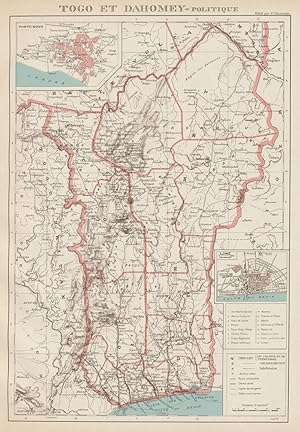 Togo et Dahomey - Politique. Inset: Porto-Novo; Lomé