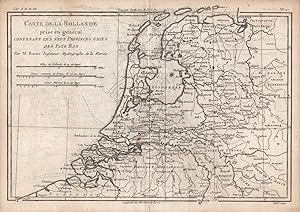 Carte de la Hollande prise en général contenant les Sept Provinces Unie de Pays Bas, par M. Bonne...