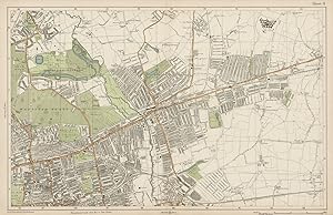 Sheet 8 from Bacon's 1919 London street atlas covering part of North East London inc. Wanstead, I...